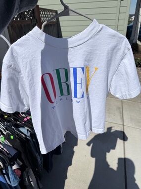 Obey White Multicolor Logo Tee